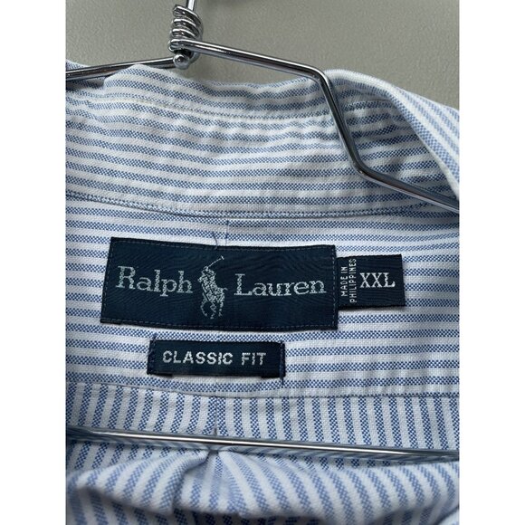 Ralph Lauren Button Front Shirt Size XXL Striped Short Sleeve Classic Fit Career - Picture 3 of 8
